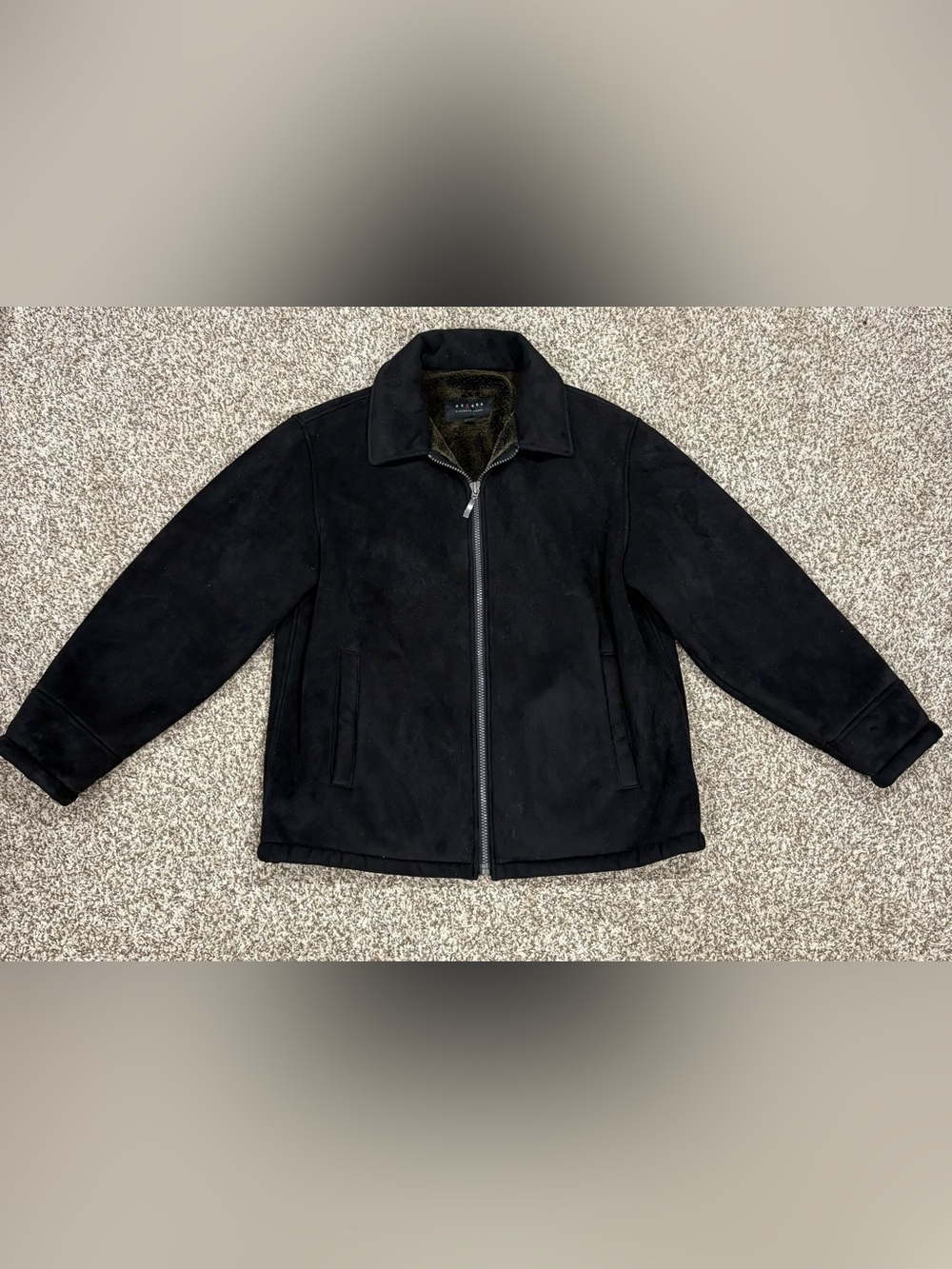 Axcess Men's Black Bomber Jacket with Faux Fur Collar